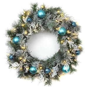 24 in. Artificial Tinkham Pine Wreath with LED Lights