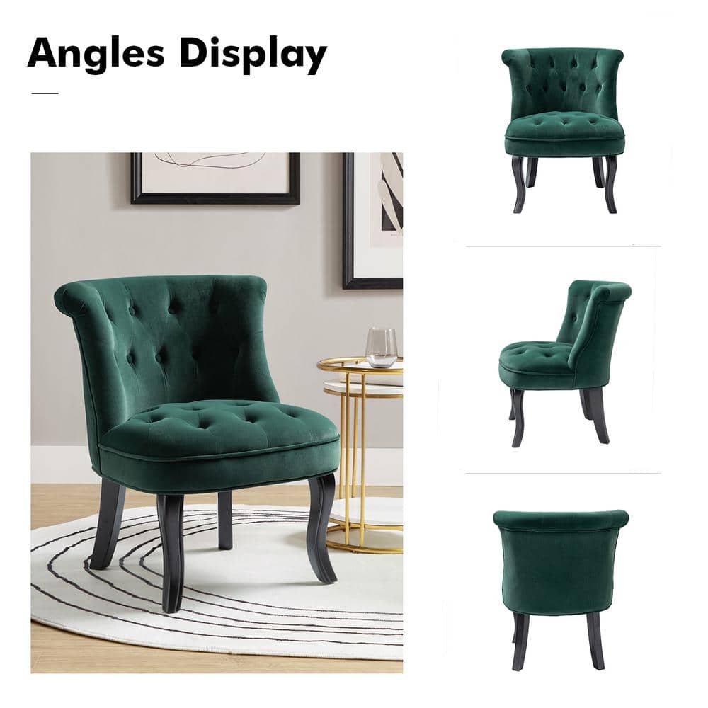 Pine Green Velvet Barrel Accent Chair Set with Manufactured Wood Legs