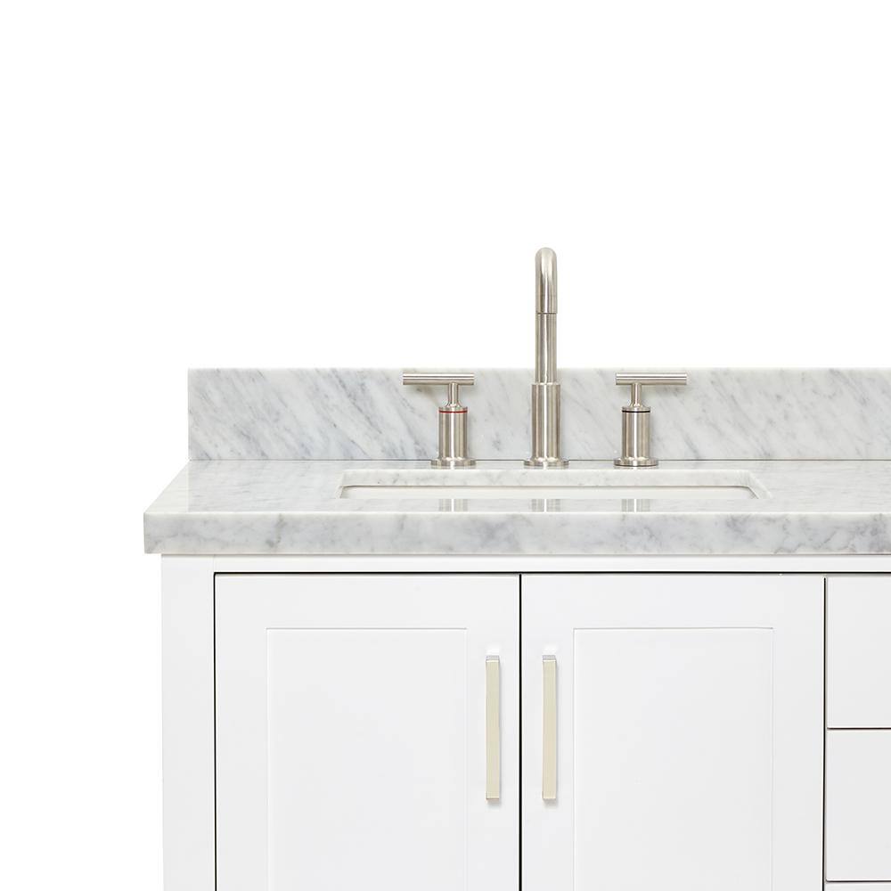 Magnolia 61" White Double Sink Bathroom Vanity with Marble Top