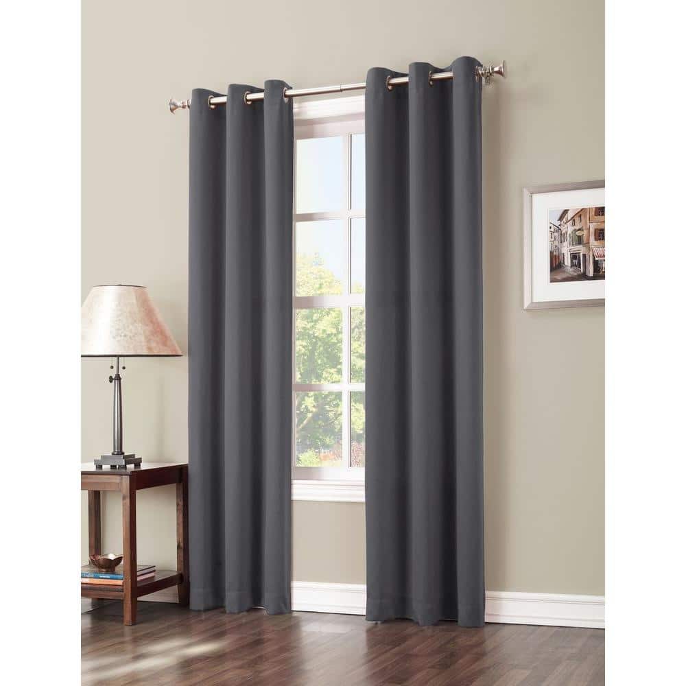 Charcoal Blackout Grommet 40" x 63" Polyester Curtain Panel