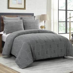 Leon 3-Piece Grey Cotton Queen Comforter Set