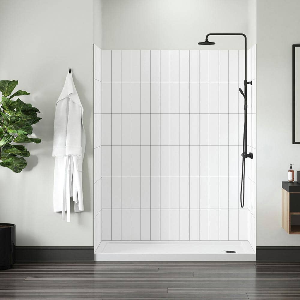 Jetcoat 78x60x36 Vertical White Subway Alcove Shower Wall Kit