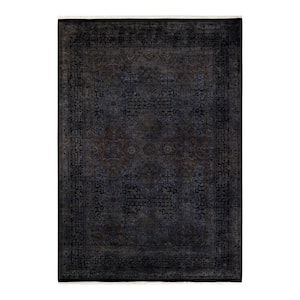 Fine Vibrance Black 6 ft. x 9 ft. Solid Wool Indoor Area Rug