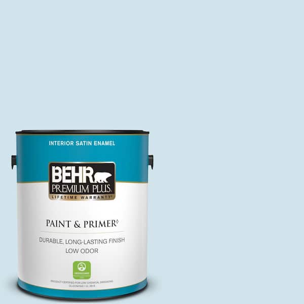 BEHR PREMIUM PLUS 1 gal. #550A-1 Sea Sprite Satin Enamel Low Odor Interior Paint & Primer