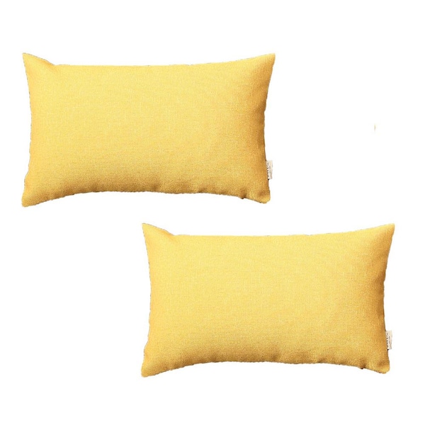 MIKE & Co. NEW YORK Boho-Chic Handcrafted Jacquard Yellow 12 in. x 20 in. Lumbar Solid Throw Pillow Cover Set of 2