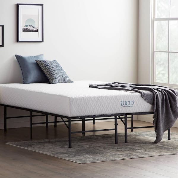 Lucid Comfort Collection 14 In Steel, Cal King Bed Frame And Box Spring