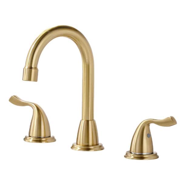 ALEASHA 8 in. Widespread Double Handle Bathroom Sink Faucet in Gold