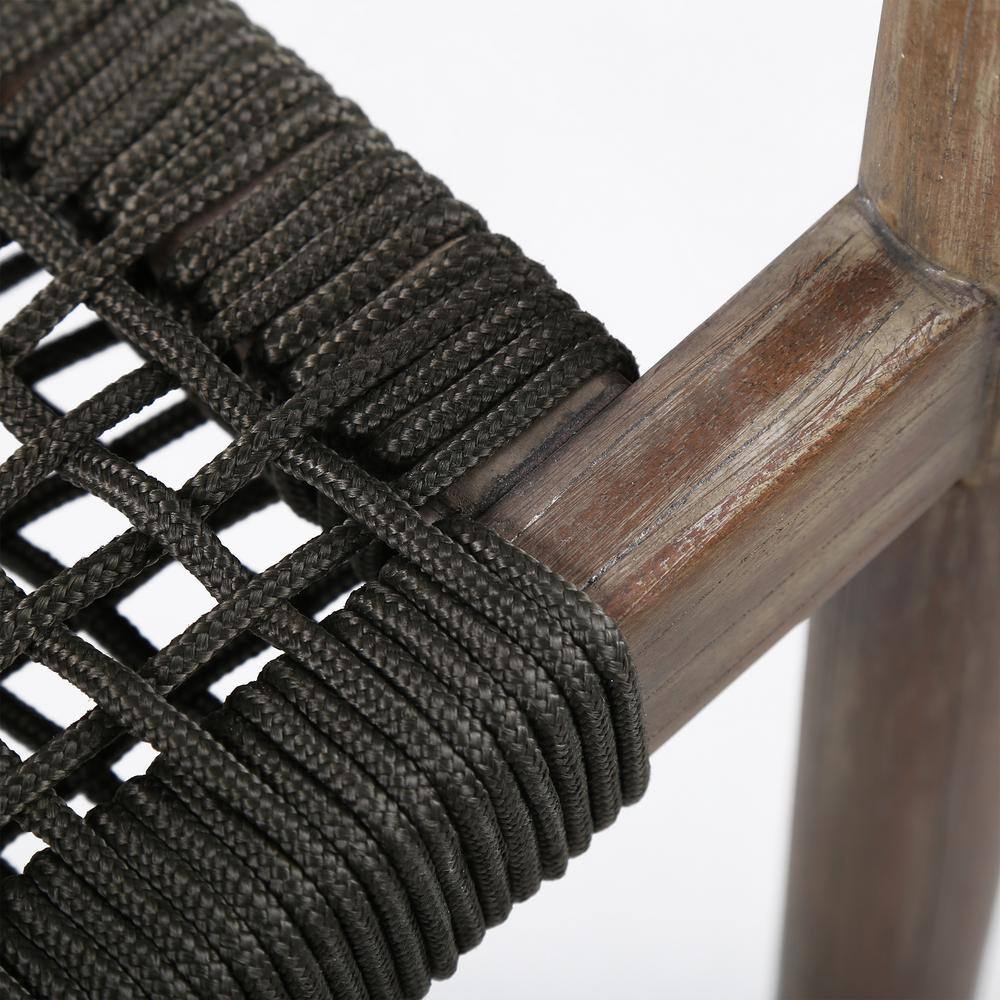 Santo Eucalyptus Wood and Charcoal Rope Arm Chair Set