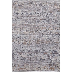 Gray Blue and Orange 2 ft. x 3 ft. Abstract Area Rug