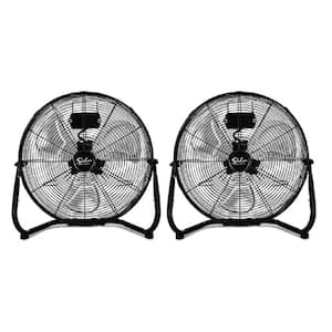 20 in. 3 of Speeds Industrial-Grade Airflow Floor Fan in Black with 360° Adjustable Tilt (2-pack)