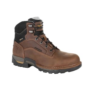 Men's Eagle One Non Waterproof 6 inch Lace Up Work Boots - Steel Toe - Brown Size 9.5(W)