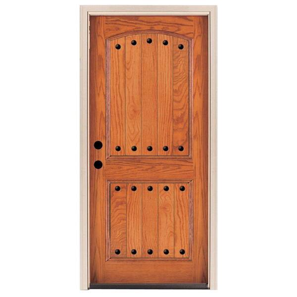 Steves & Sons 36 in. x 80 in. Rustic 2-Panel Stained Oak Wood Prehung Front Door
