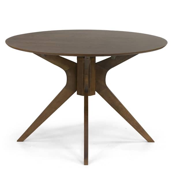 Blair Walnut Finish Round Wood 45 in. 4-Legs Base Dining Table (Seats 4)