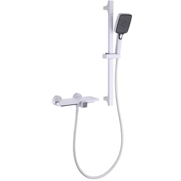 Single Handle 1-Spray Wall Mounted Waterfall Bathtub Faucets Tub and Shower Faucet 4.8 GPM in White