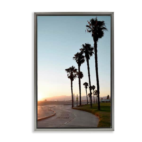 Stupell Industries Clear Day Palm Trees by Natalie Carpentieri Gray Floater Frame Nature Graphic Art Print 25 in. x 17 in.