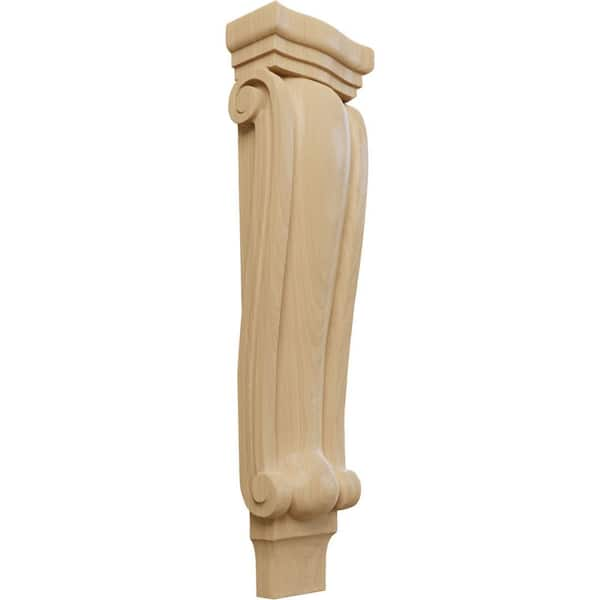 Ekena Millwork 3 in. x 6-1/4 in. x 22 in. Unfinished Wood Cherry Large Traditional Pilaster Corbel