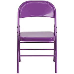 Impulsive Purple Metal Folding Chair (4-Pack)