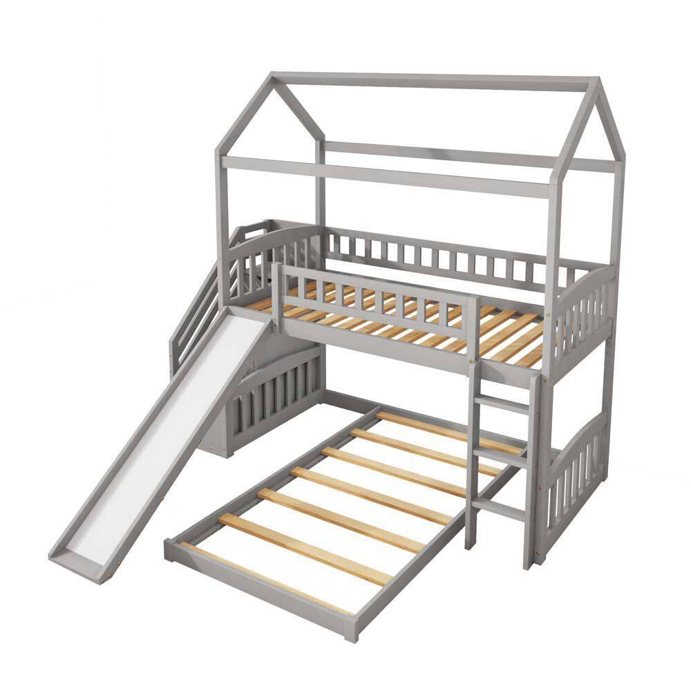 wetiny Twin Over Twin Bunk Bed with 2-Drawers and Slide Z-T-08301004 ...