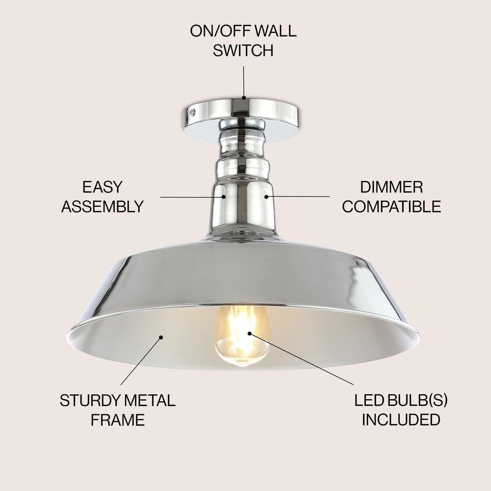 Cottage Chrome 14" LED Ceiling Bowl Light - Dimmable and App-Controlled