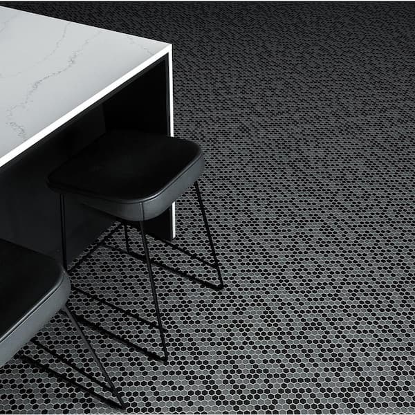 Merola Tile Citi Hex Black 10-1/4 in. x 11-7/8 in. Porcelain