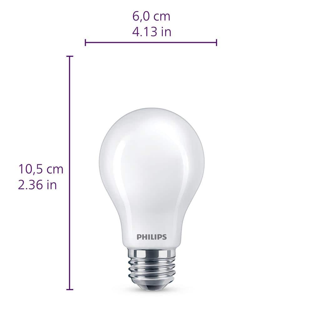Philips 8W Frosted White Dimmable LED A19 Light Bulb 4-Pack
