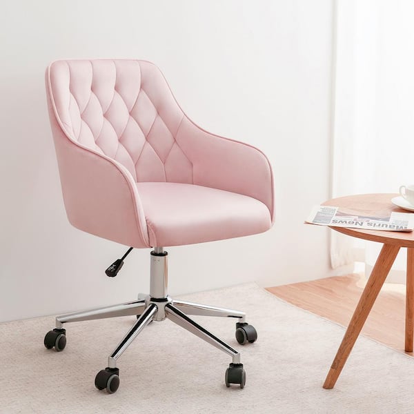 Hoffree Standard Light pink Flannelette Task Chair with Arm with Adjustable Height POA7429564