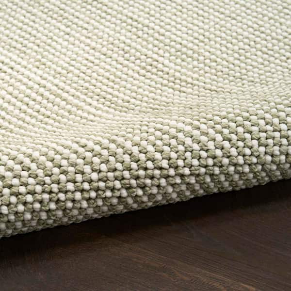 Textured Home Ivory Green 2 ft. x 8 ft. All-over design Contemporary Runner Area Rug