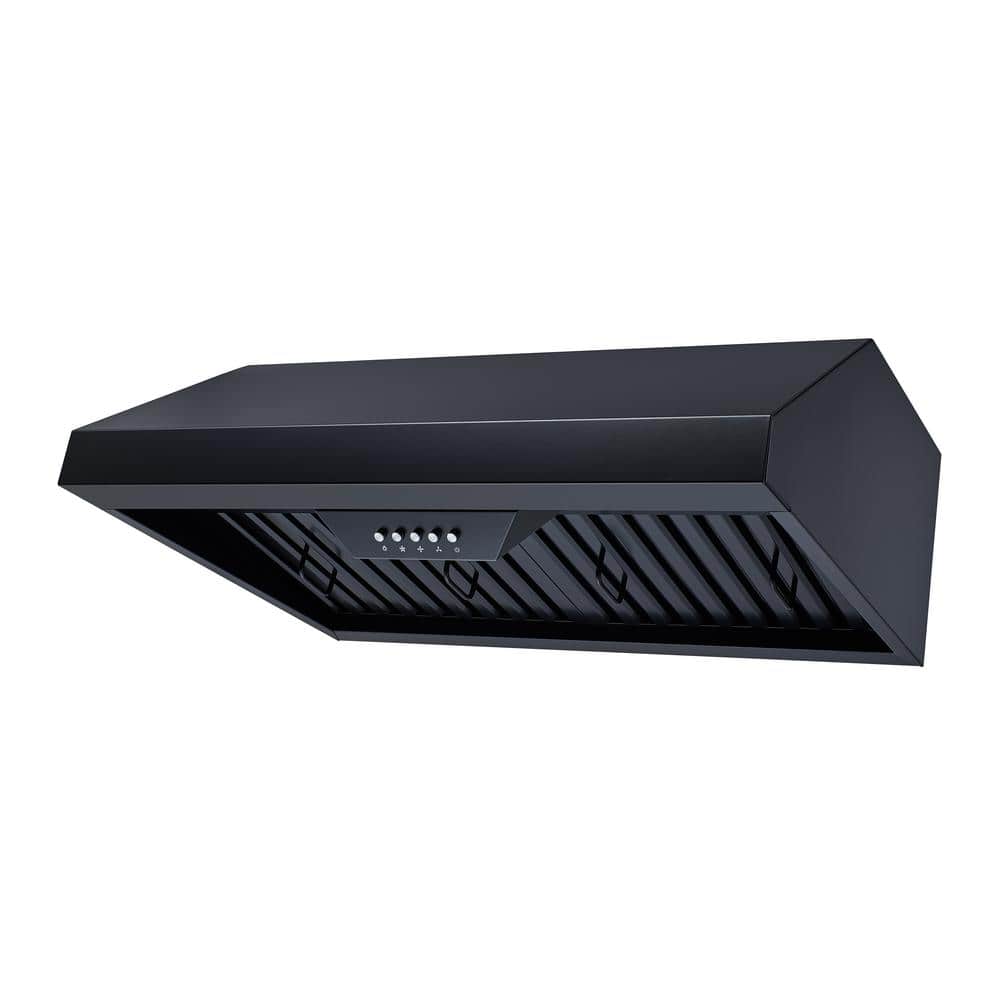 30'' Black Stainless Steel Under Cabinet Range Hood with LED Lights
