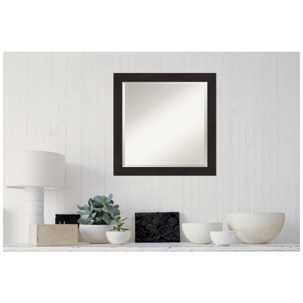 Espresso Brown Wood Framed Bathroom Vanity Mirror
