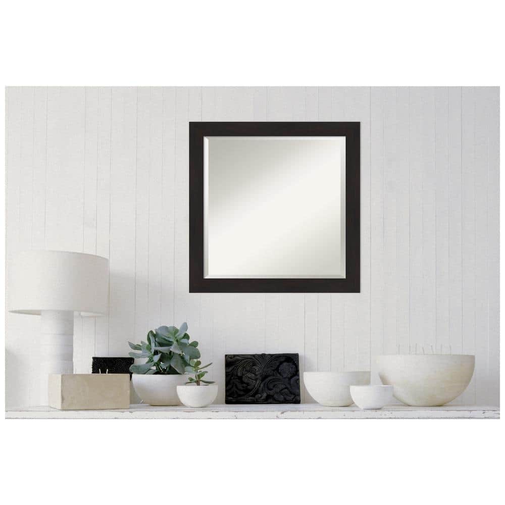 Espresso Brown Wood Framed Bathroom Vanity Mirror