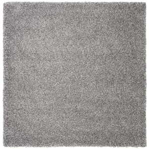 Royal Shag Gray 7 ft. x 7 ft. Square Solid Gradient Area Rug