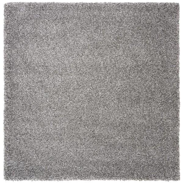 SAFAVIEH Royal Shag Gray 7 ft. x 7 ft. Square Solid Gradient Area Rug ...