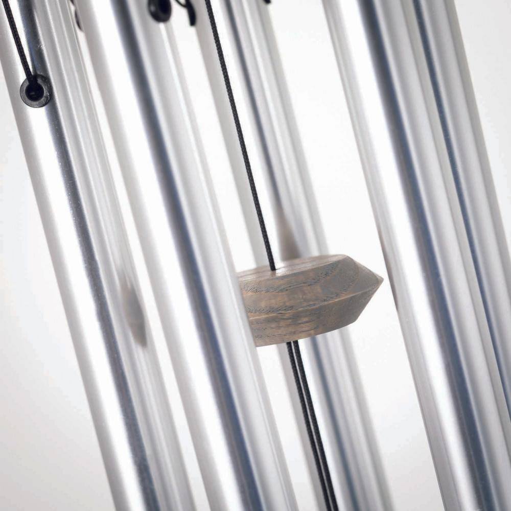 Clear Glass Hummingbird Wind Chime with Silver Tubes, 22" Length