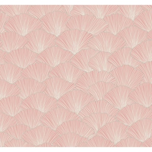 Coral Luminous Gingko Paper Unpasted Matte Wallpaper (27 in. x 27 ft.)