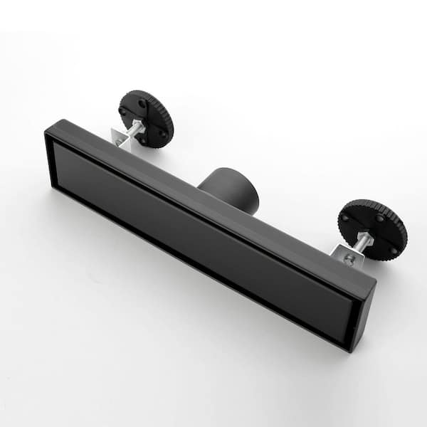 11.9 in. Linear Shower Drain with Leveling Feet and Flange in Matte Black