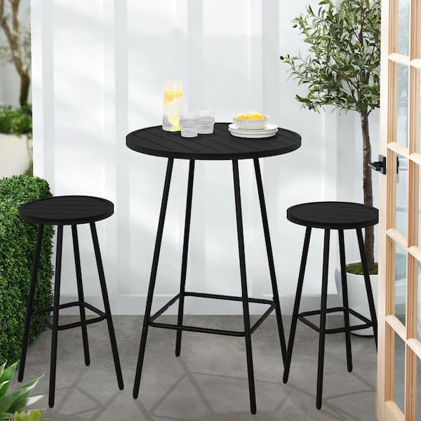 Unbranded Black 3-Piece Metal Outdoor Bistro Set