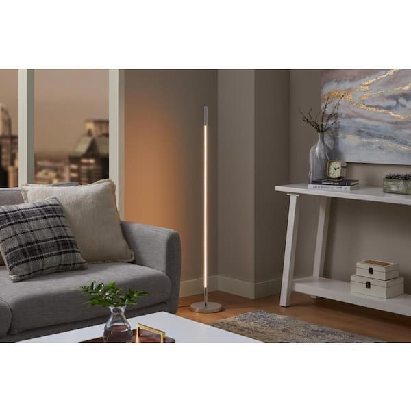 Hampton Bay Calero 50 in. LED Chrome Arc Straight Floor Lamp