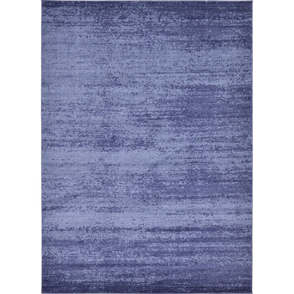 Navy Blue Tufted Rectangular Easy-Care Synthetic Rug