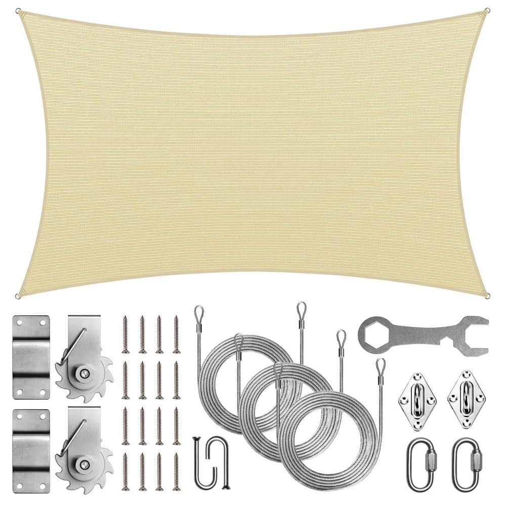 14 ft. x 18 ft. Rectangle Sun Shade Sail with Hardware TAWAL-Beige price history on PriceWatchPro