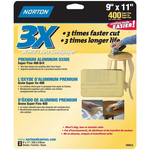 Norton 9 in. x 11 in. 400 Grit Super Fine Sandpaper Sheets (60-Pack)-DISCONTINUED