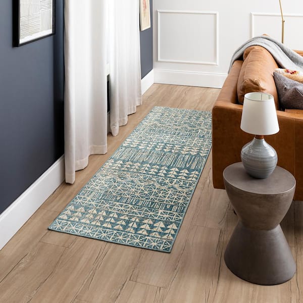 Sansay Blue 2 ft. 6 in. x 10 ft. Runner Rug
