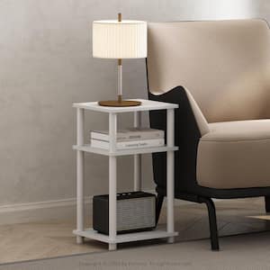 Just 13.4 in. White Rectangle Wood End Table