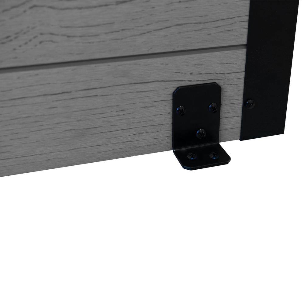 Ash Gray Vinyl Privacy Screen with Planter Box for Outdoor Use