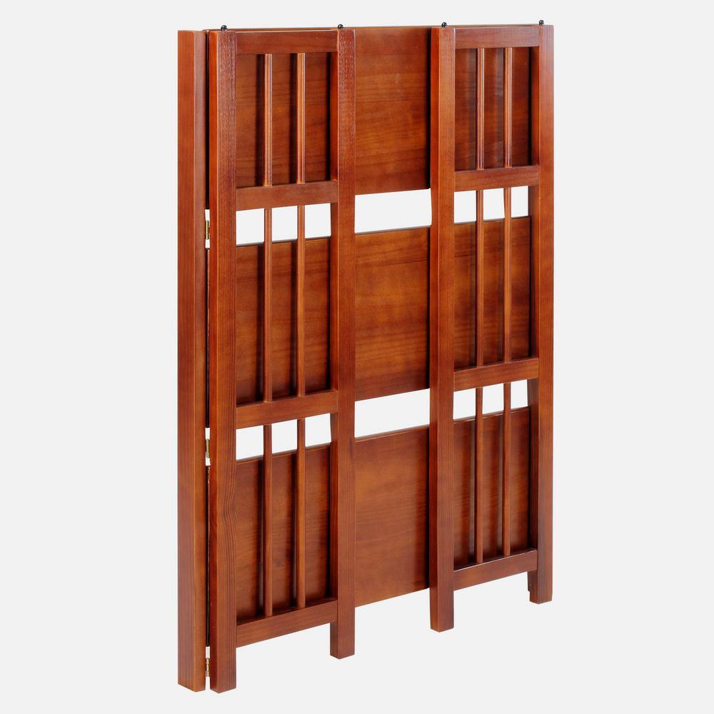 Walnut 3-Shelf Adjustable Folding Stackable Bookcase