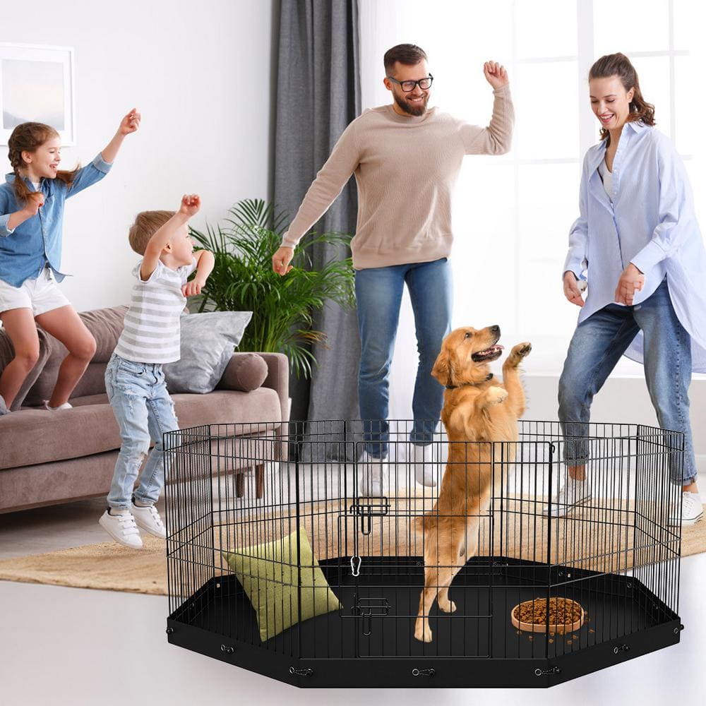 VEVOR 24" Foldable Metal Dog Playpen with Bottom Pad
