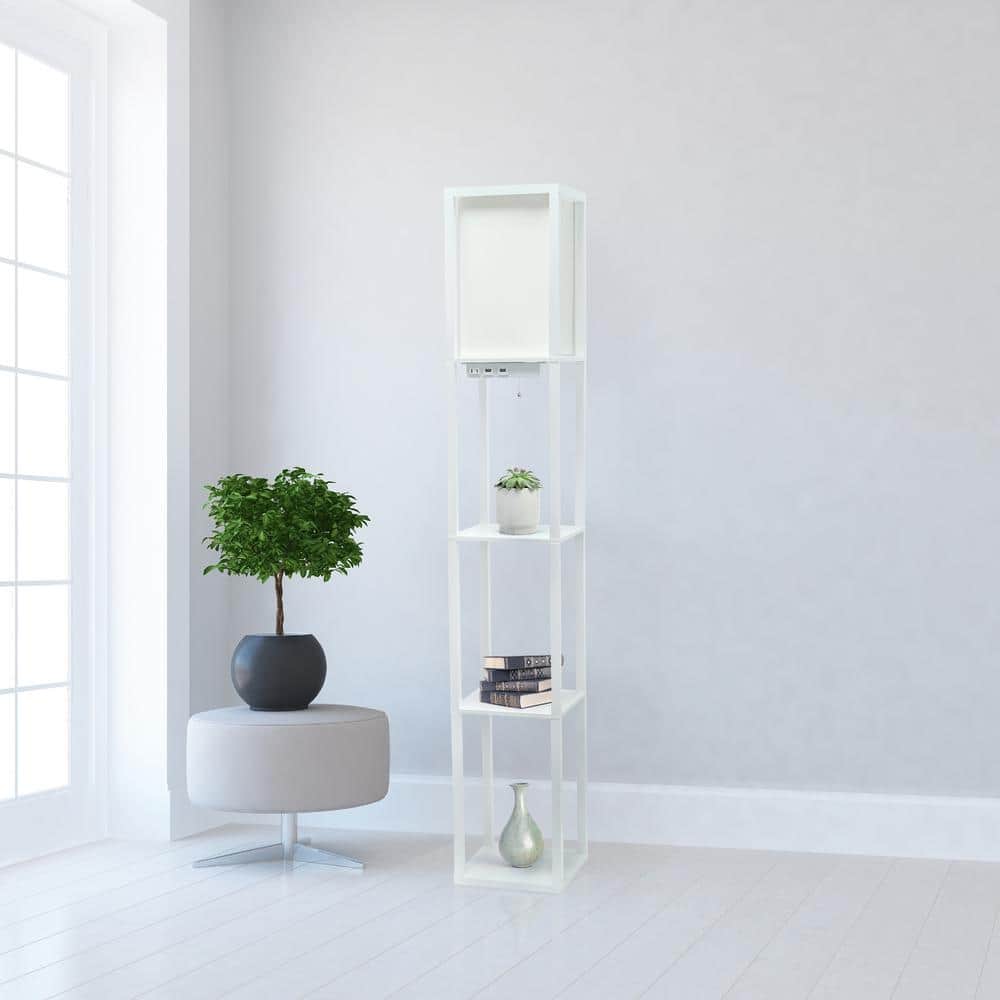 Classix White 62.5" 3-Tier Shelf Floor Lamp with LED Bulb