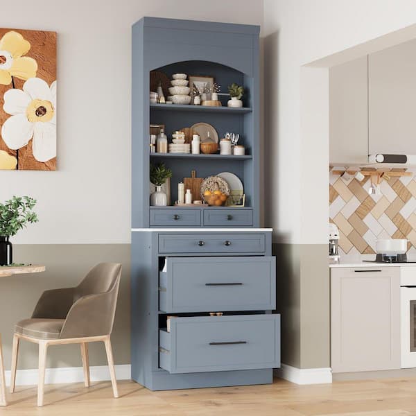 Gray finish with faux marble top Pantry Organizer with Removable Shelves;Adjustable Shelves