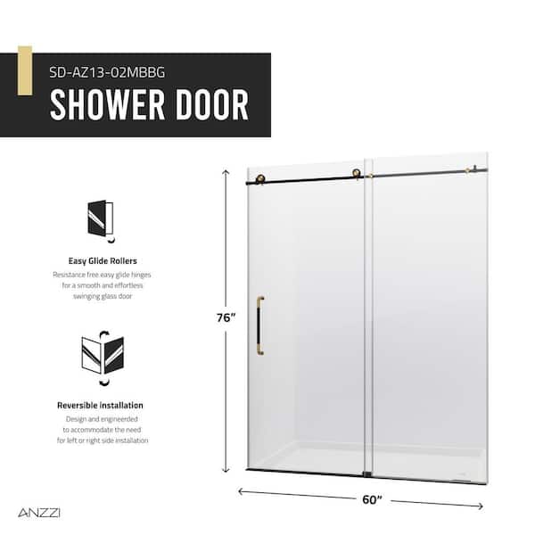 ANZZI Madam Series 56 to 60in. X 76in. H Sliding Frameless Shower