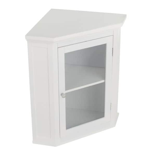 Elegant Home Fashions Wilshire 21-1/4 in. W x 23-3/4 in. H x 14-1/4 in. D Corner Bathroom Storage Wall Cabinet in White