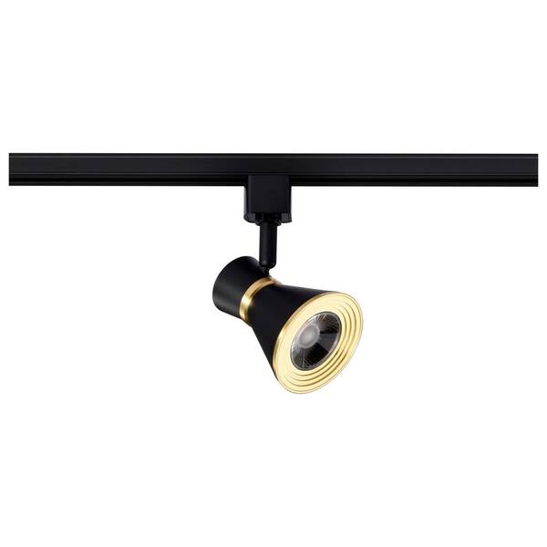 SATCO Matte Black/Brushed Brass Integrated LED Fixed Track Mini Step Head